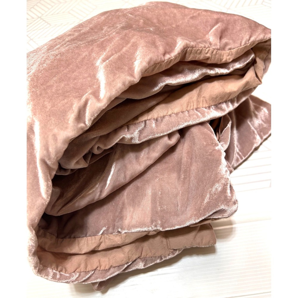 West Elm Blush Rose Romantic Pink Crinkle Velvet Full Queen Duvet Cover 88"x92"